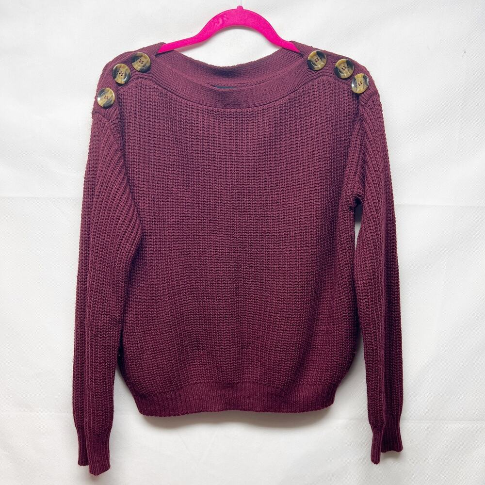 Sweet Wanderer Waffle Knit Women's Burgundy Sweater Size Large